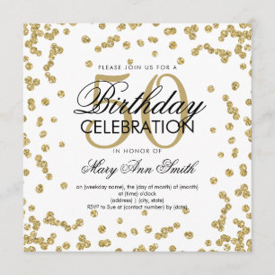 Invitation Gold 50th Birthday Elegant Parties scintillant Con