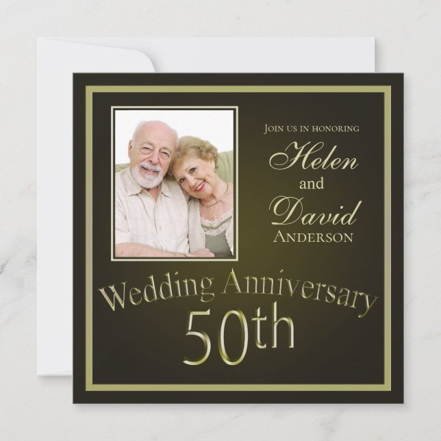 Invitation Gold 50th Wedding Anniversary (Devant)