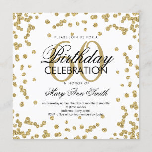 Invitation Gold 60th Birthday Elegant Parties scintillant Con