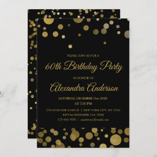 Invitation Gold 60th Birthday Party Gold Confetti