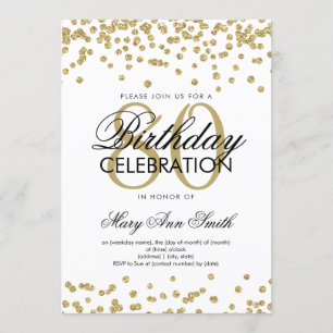 Invitation Gold 80th Birthday Party Parties scintillant Confe