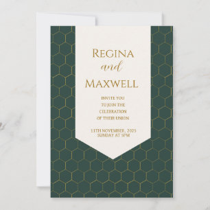 Invitation Gold And Green Gold 1920s Mariage Vintage Art Déco