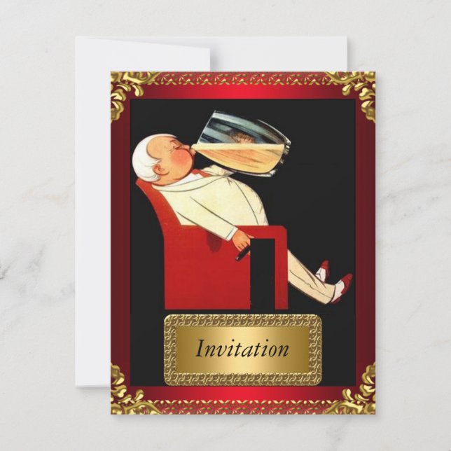 Invitation Gold and Red Art Deco (Front)