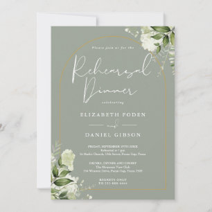 Invitation Gold Arch Sage Verdure Dîner de répétition florale
