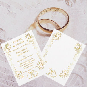 Invitation Gold Bells Scrollwork Mariage Réception