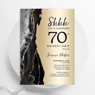 Invitation Gold Black Agate Surprise 70e anniversaire