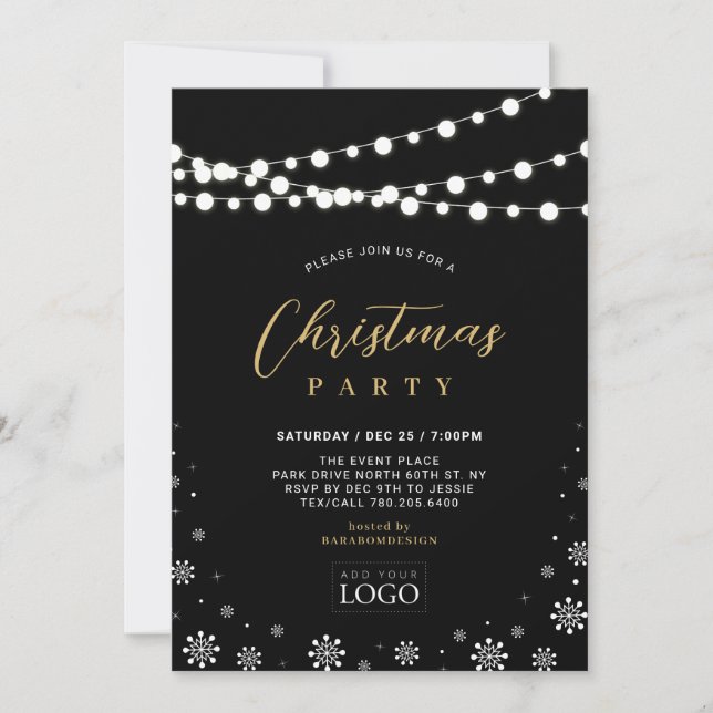 Invitation Gold & Black Company Fête de Noël (Devant)