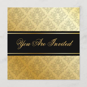 Invitation Gold & Black Damask