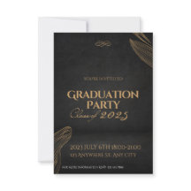 Gold Black Elegant Graduation Party d'invitation