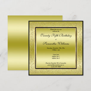 Invitation Gold & Black, Gold Parties scintillant Frame Anniv