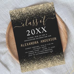 Invitation Gold Black Graduation Party Classe de 2024