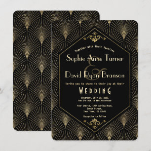 Invitation Gold Black Great Gatsby Vintage Art Déco Mariage