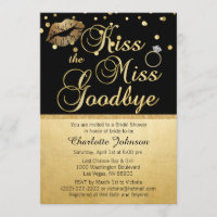 Gold Black Kiss the Miss Goodbye Fête des mariées