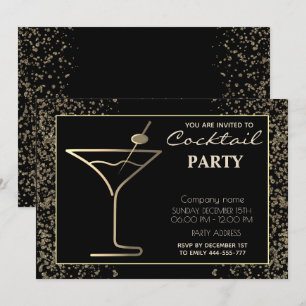 Invitation Gold Black luxe cocktail de vacances