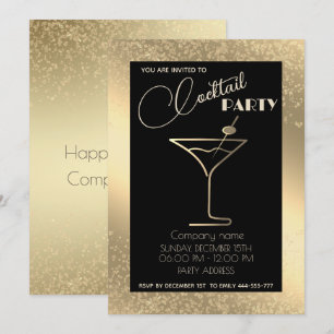 Invitation Gold Black luxe cocktail de vacances