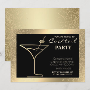 Invitation Gold Black luxe cocktail de vacances