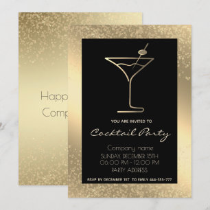 Invitation Gold Black luxe cocktail de vacances