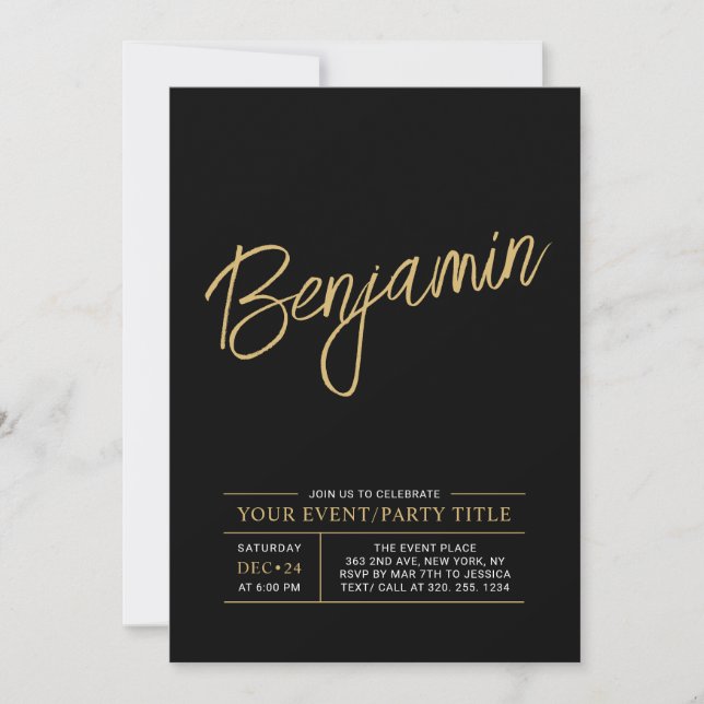 Invitation Gold & Black Modern All Occassion Party Event (Devant)