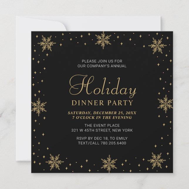 Invitation Gold & Black Modern Corporate Dinner Party (Devant)