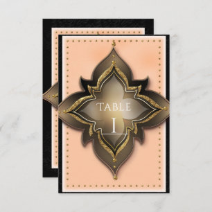 Invitation Gold Black & Peach Exotic Chic Party Numéro de tab