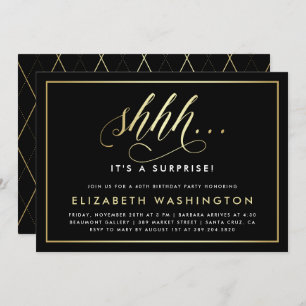 Invitation Gold & Black Surprise Anniversaire