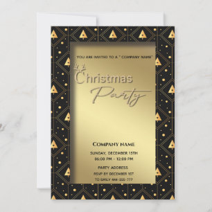 Invitation Gold black typographie entreprise fête de Noël