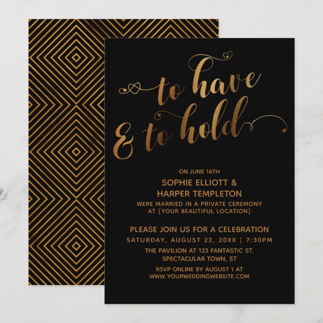 Invitation Gold Black va organiser une réception après la cér (Devant / Derrière)
