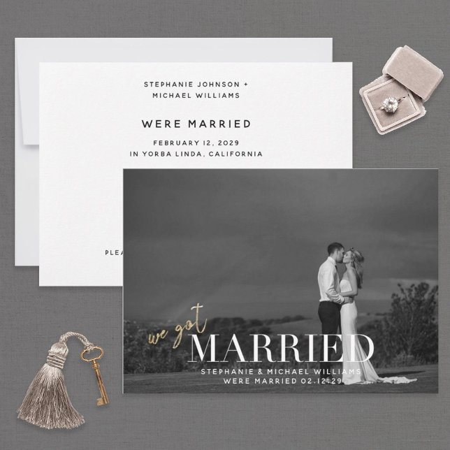 Invitation Gold Black & White Nous Nous sommes mariés Photo (Créateur téléchargé)