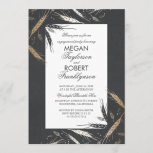 Invitation Gold Blé Russe Modern Fall Engagement Party