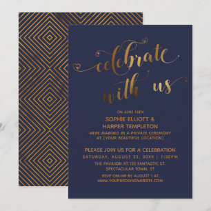 Invitation Gold Blue Celebrate avec nous Post-Mariage Event