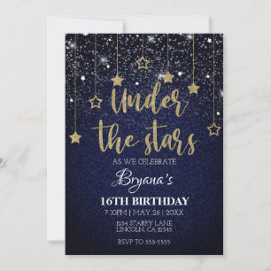 Invitation Gold Blue Prom do-it-yourself sous les étoiles Sta