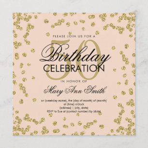 Invitation Gold Blush 50th Birthday Elegant Parties scintilla