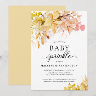 Invitation Gold Blush Autumn Botanical Baby Sprinkle