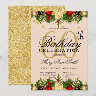 Invitation Gold & Blush Parties scintillant de vacances 60e f