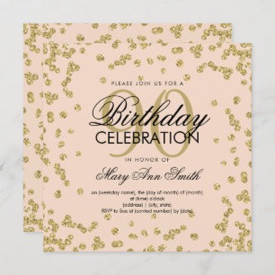 Invitation Gold Blush Pink 90e anniversaire Parties scintilla