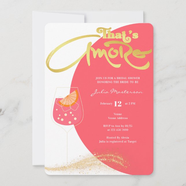 Invitation Gold # Blush Red C'est une fête de Fête des mariée (Devant)