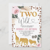 Gold Boho Floral Safari Deux Wild 2e Anniversaire