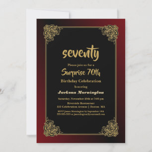 Invitation Gold Border Surprise 70e anniversaire