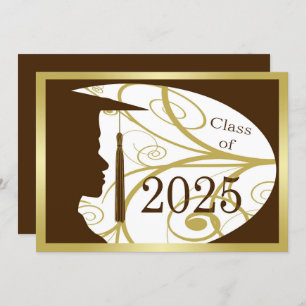 Invitation Gold/Brown Man Silhouette 2025 Graduation Party