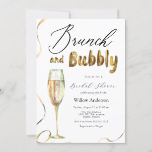 Invitation Gold Brunch et Bubbly Champagne Fête des mariées I