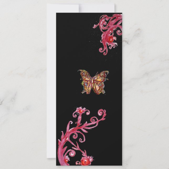 Invitation GOLD BUTTERFLY, rouge vif noir (Devant)