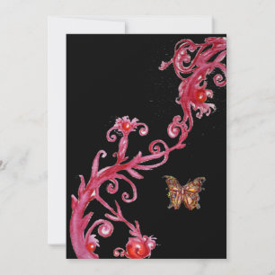 Invitation GOLD BUTTERFLY, rouge vif noir