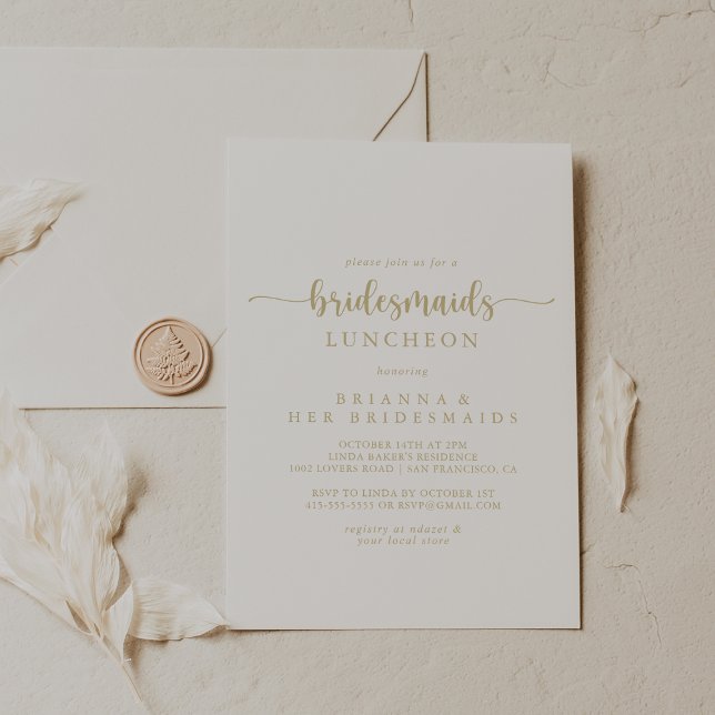 Invitation Gold Calligraphy Bridesservatrices Luncheon Douche (Créateur téléchargé)