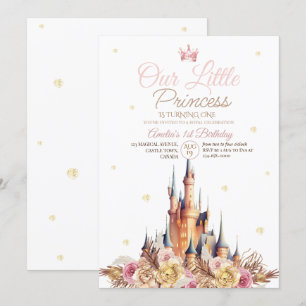 Invitation Gold Castle Elégante Petite Princesse Anniversaire