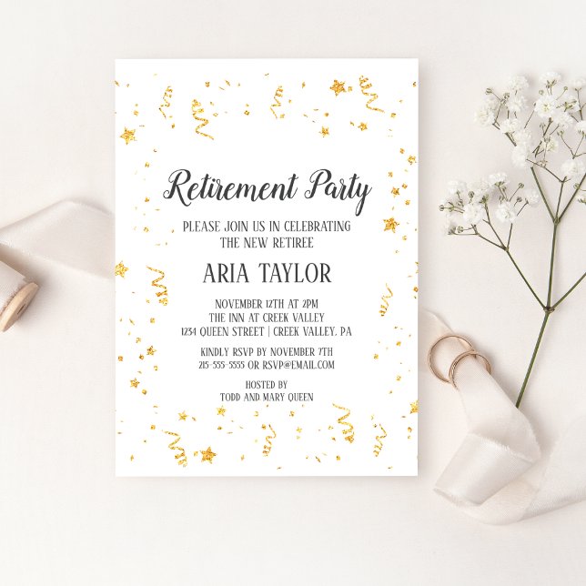 Invitation Gold Celebration Retirement Party (Créateur téléchargé)