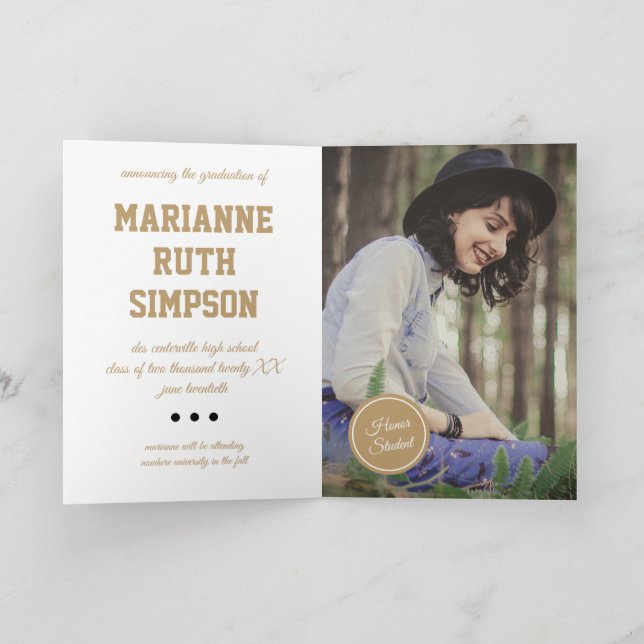 Invitation Gold Cercles Photo Graduation (Intérieur)