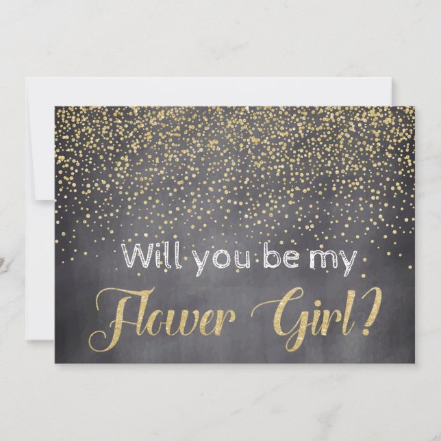 Invitation Gold & Chalkboard Serez-vous ma Flower Girl ? (Devant)