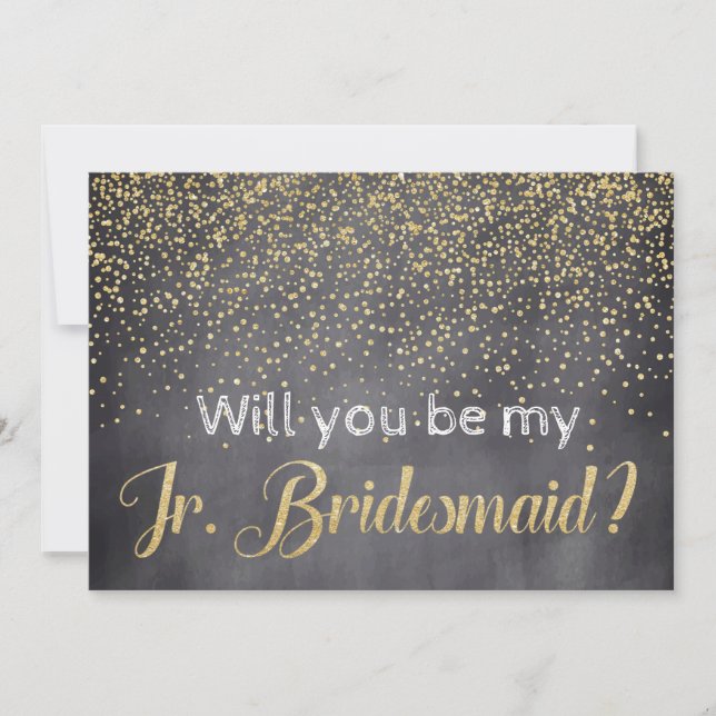 Invitation Gold & Chalkboard Serez-vous Ma Jr Bridesmaid (Devant)