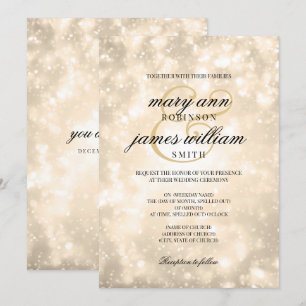 Invitation Gold Champagne Bokeh Mariage élégant