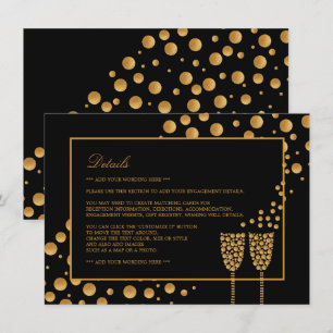Invitation Gold Champagne Bubbles Engagement Party Détails